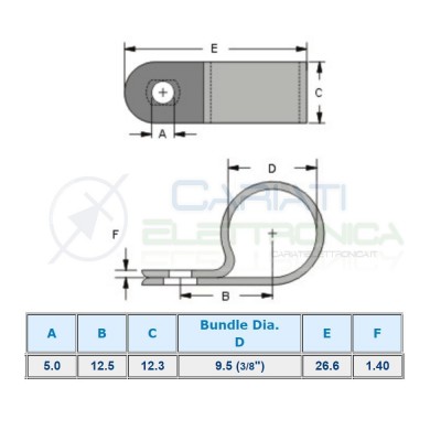 10 PEZZI FERMACAVO PER FISSAGGIO CAVO A VITE NYLON 66 DIAMETRO MAX 9,5mm