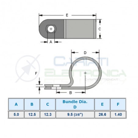 10 PEZZI FERMACAVO PER FISSAGGIO CAVO A VITE NYLON 66 DIAMETRO MAX 9,5mm
