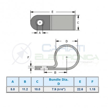 10 pcs Cable clamp diameter max 7,9mm Nylon 66Kss