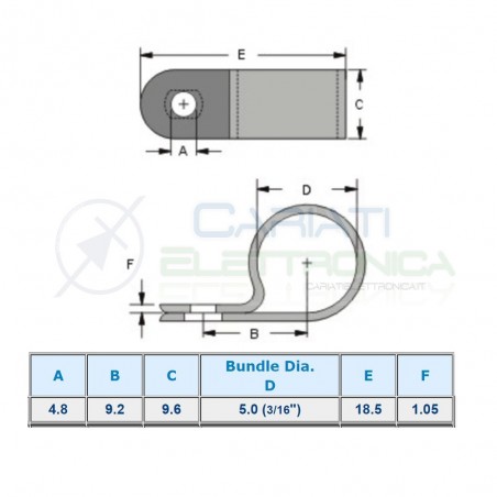 10 Pezzi Fermacavo Per Fissaggio Cavi max 5mm a vite in Nylon 66 Kss