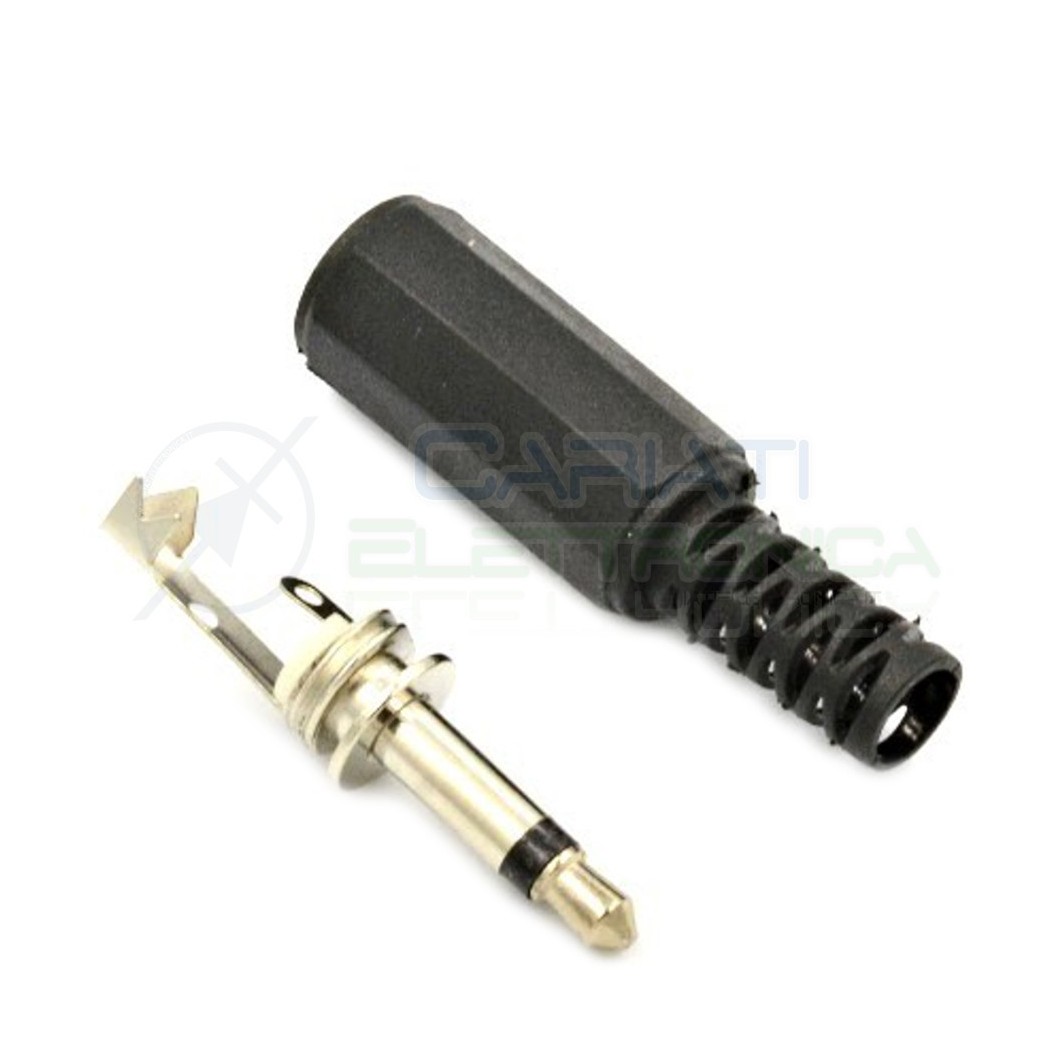 Aerzetix Set Da 5 Connettori Jack Maschio 3.5mm Mono A Saldare – Dritti Con Passacavo, Rinforzati Contro Le Pieghe