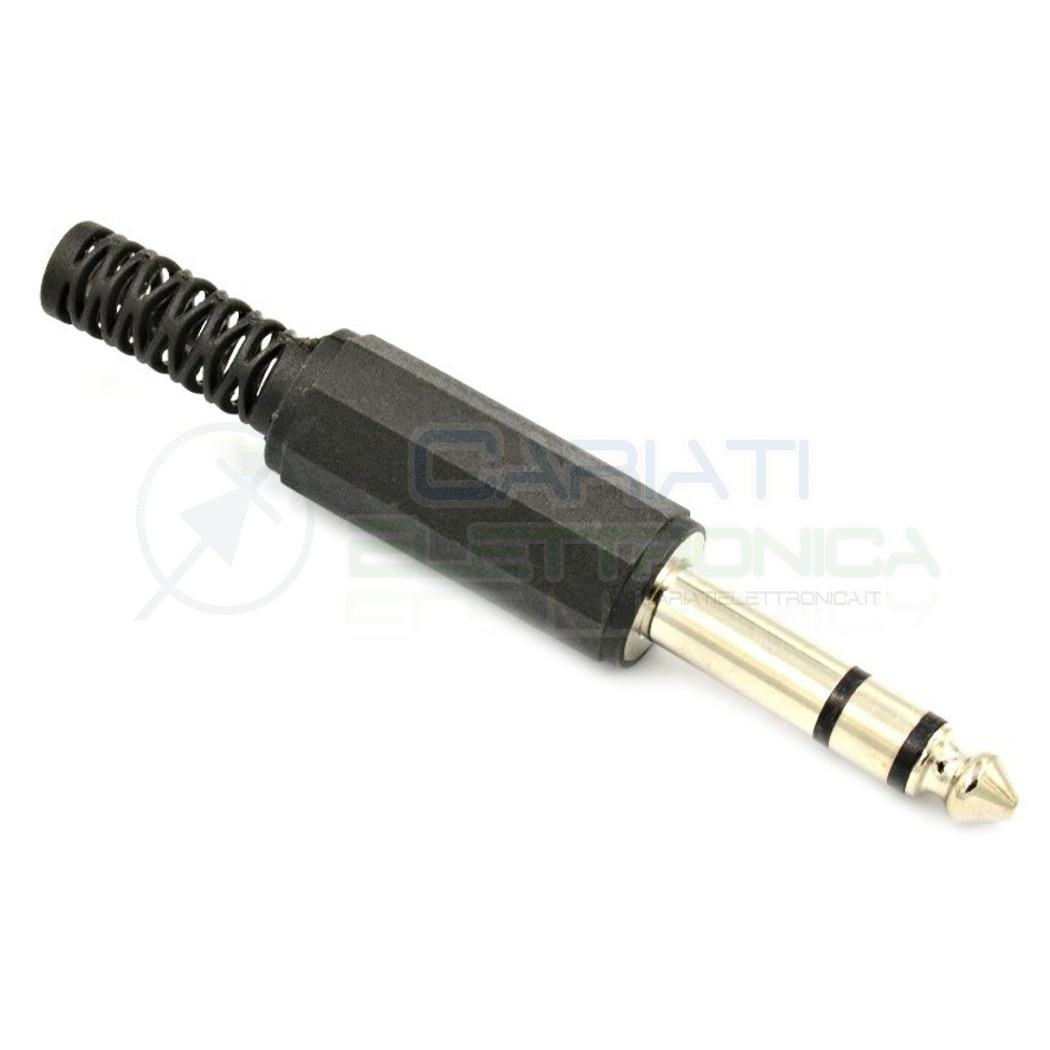 2 PEZZI PRESA JACK MASCHIO STEREO 6.3mm 6.3 mm CON PASSACAVO connettore Generico