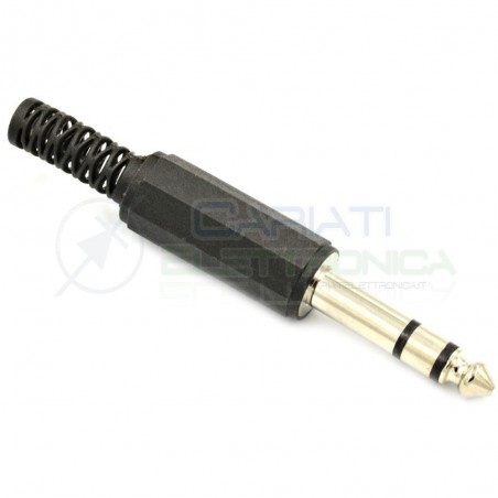2 PEZZI PRESA JACK MASCHIO STEREO 6.3mm 6.3 mm CON PASSACAVO connettore Generico