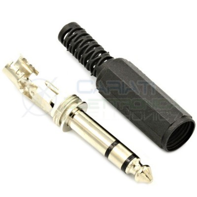 2 PEZZI PRESA JACK MASCHIO STEREO 6.3mm 6.3 mm CON PASSACAVO connettore Generico