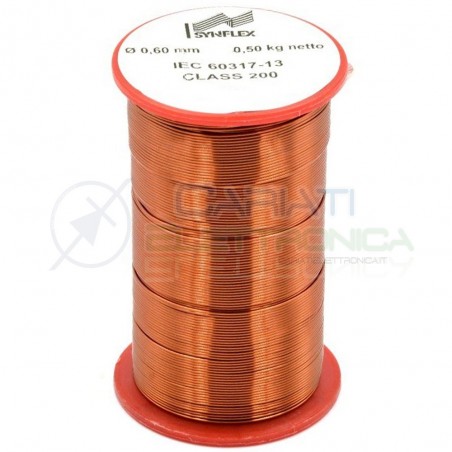 Rotolo filo Cavo bobina di rame singolarmente smaltato per avvolgimenti da 0,6mm 0,5KgSynflex