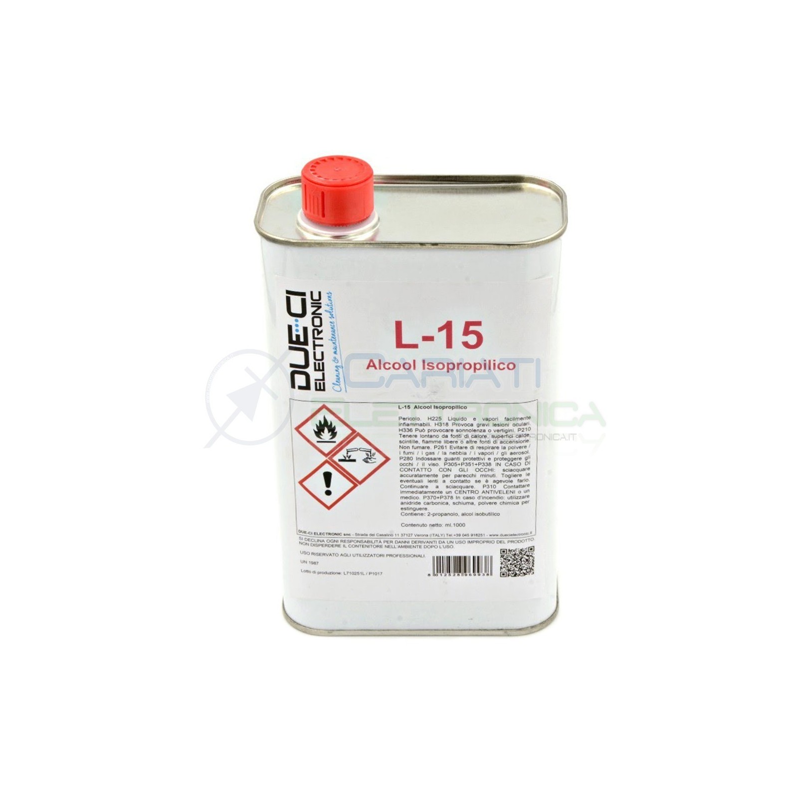 L-15 1L 1 litro DUE-CI SPRAY DETERGENTE ALCOOL Isopropilico per Pulizia L15Due-Ci