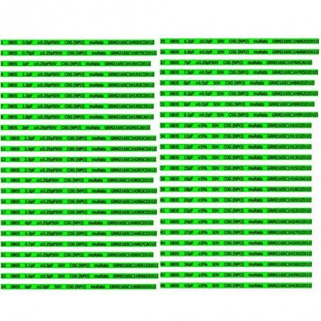 KIT Libro Condensatori SMD 0805 da 4600 pezzi 92 valori 92x50pz MuRata GRM21