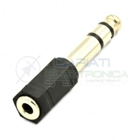 ADATTATORE AUDIO STEREO JACK PRESA 6,3MM GRANDE MASCHIO a 3,5MM FEMMINA