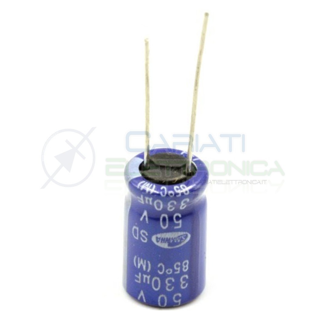 50 PEZZI Condensatore elettrolitico SAMWHA 330uF 330 uF 50V 85°C 10x16mm PASSO 5mm