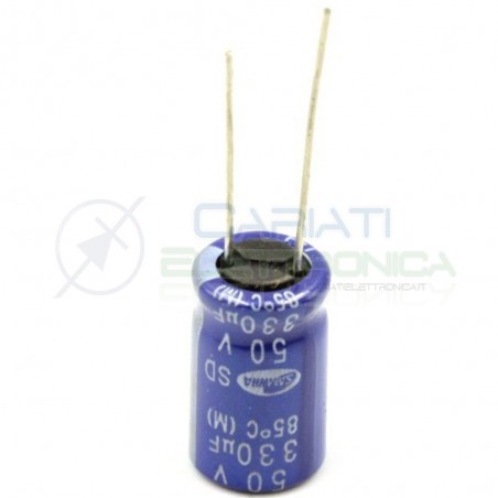 5 PEZZI Condensatore elettrolitico SAMWHA 330uF 330 uF 50V 85°C 10x16mm PASSO 5mm