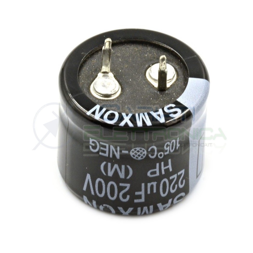 Condensatore elettrolitico SNAP IN 220 uF 200V 105°Samxon