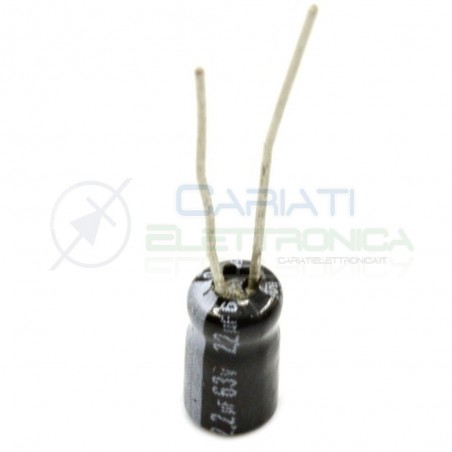 10 PEZZI CONDENSATORE ELETTROLITICO 2,2uF 2,2 uF 63V 85° 4x8 mm Passo 1,5mm