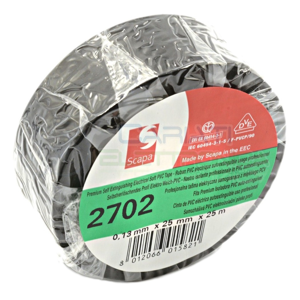 1 PEZZO Nastro Isolante professionale SCAPA da 25mm x 25 metri 25x25 NeroScapa