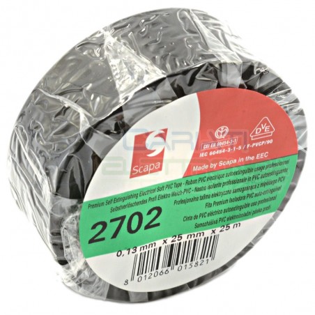Nastro Isolante professionale SCAPA da 25mm x 25 metri 25x25 Nero Scapa