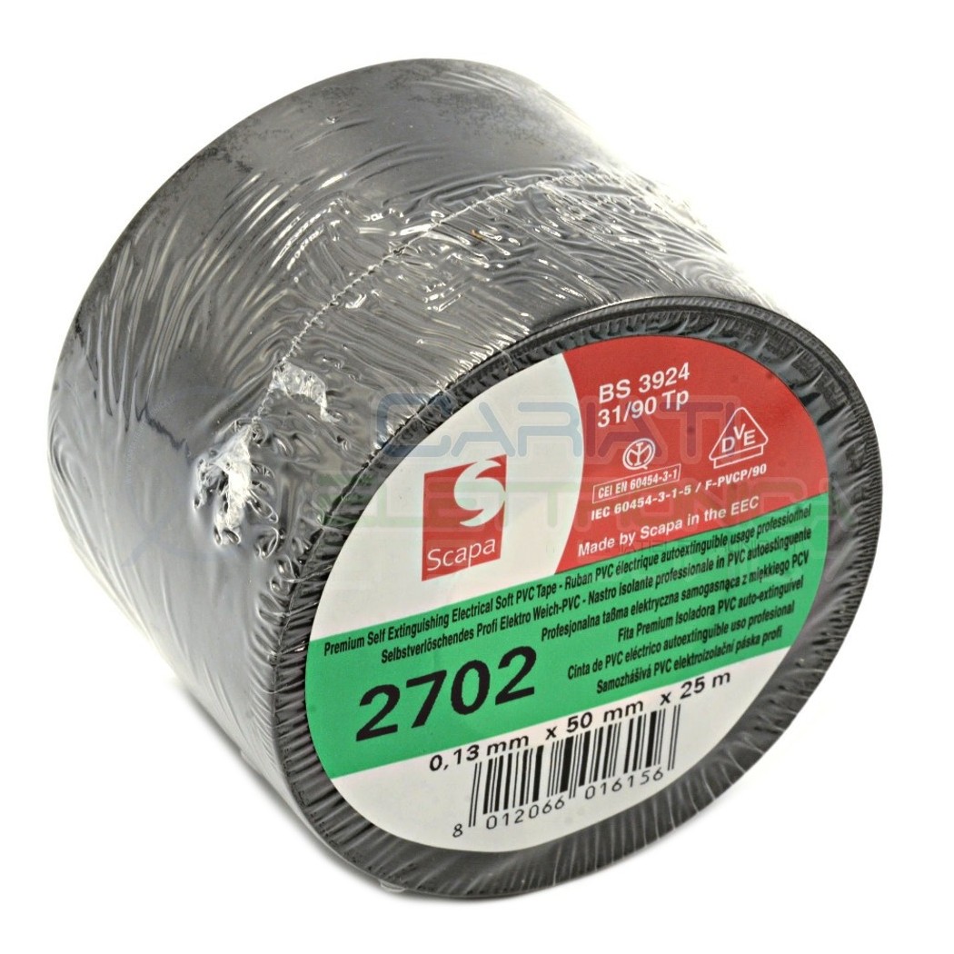 Nastro Isolante professionale SCAPA da 50mm x 25 metri 50x25 Nero