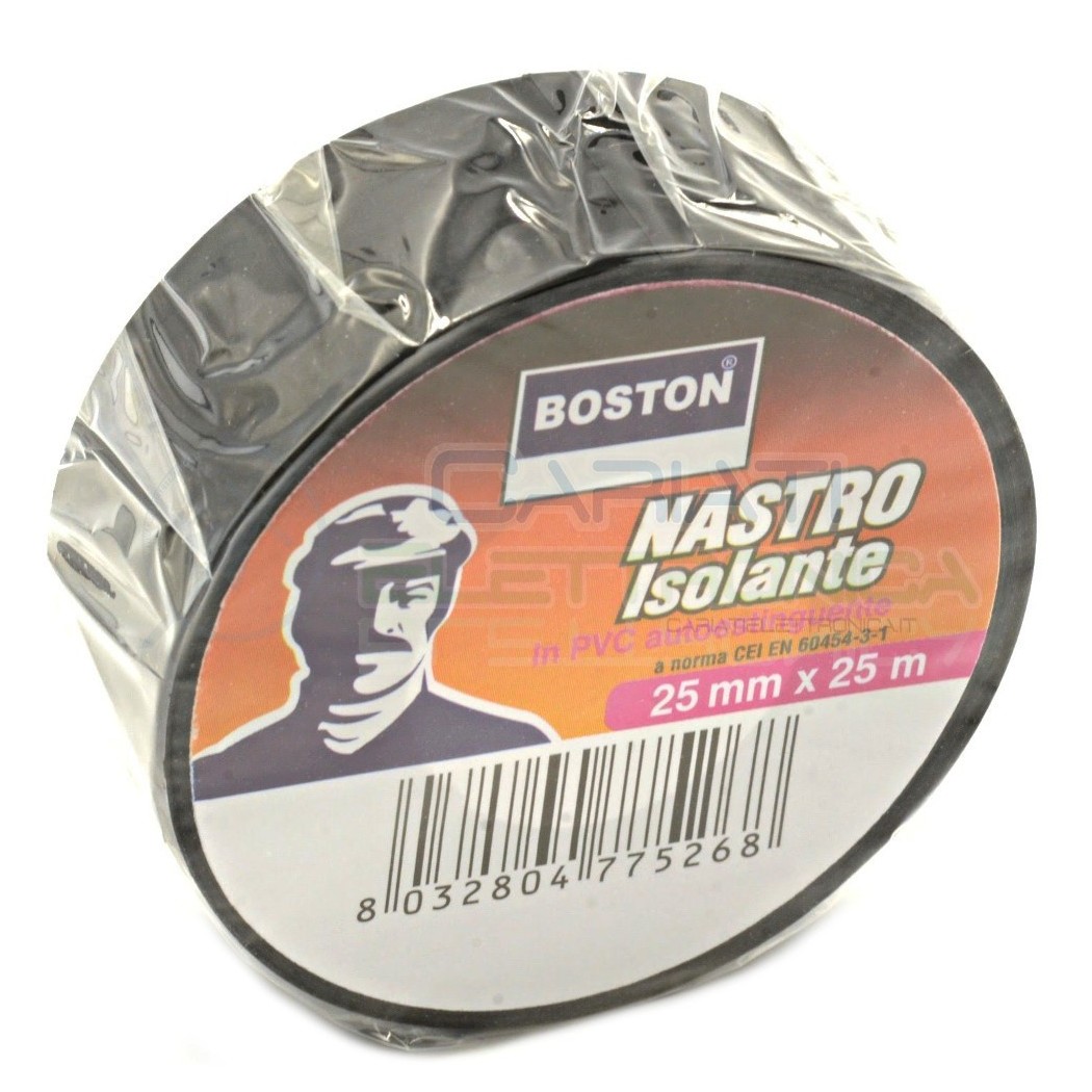 Nastro Isolante professionale BOSTON da 25mm x 25 metri 25x25 Nero Boston