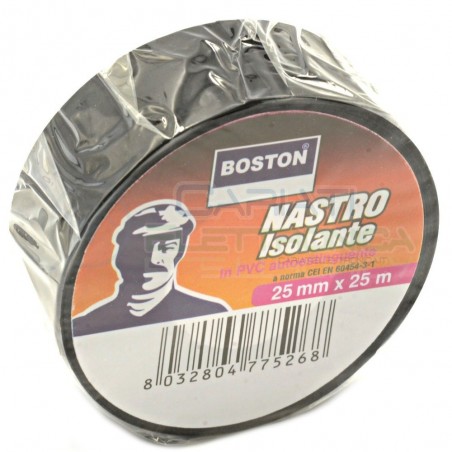 1 PEZZO Nastro Isolante professionale BOSTON da 25mm x 25 metri 25x25 NeroBoston