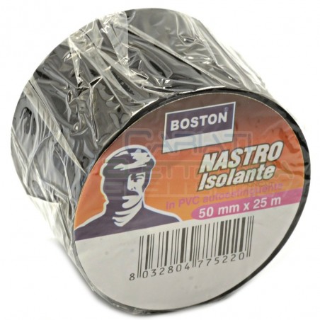 Nastro Isolante 50mm x 25m professionale Boston Nero 50x25 Boston