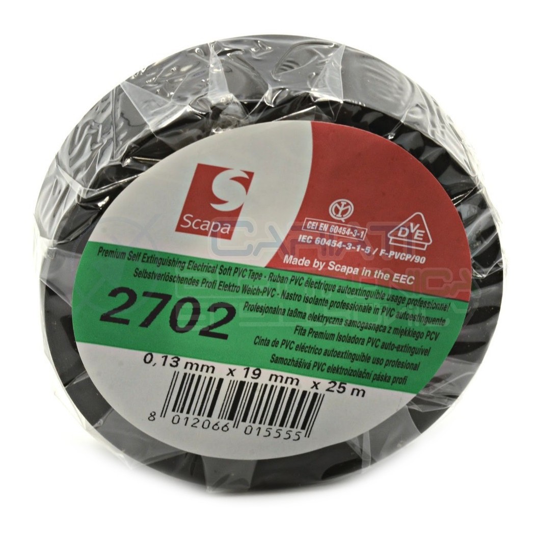 1 PEZZO Nastro Isolante professionale SCAPA da 19mm x 25 metri 19x25 NeroScapa