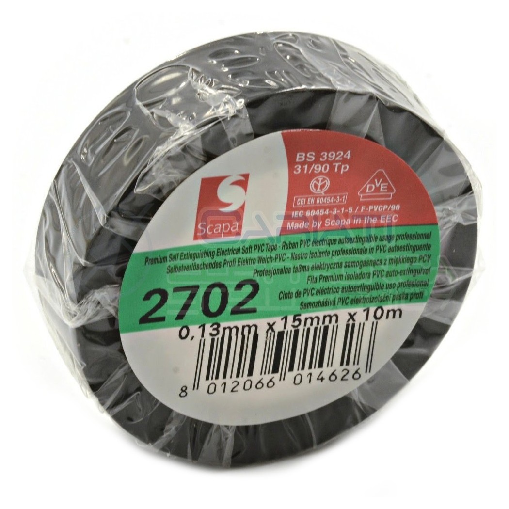 1 PEZZO Nastro Isolante professionale SCAPA da 15mm x 10 metri 15x10 NeroScapa
