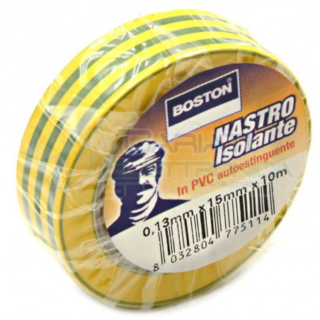 1 PEZZO Nastro Isolante professionale BOSTON da 15mm x 10 metri 15x10 RossoBoston