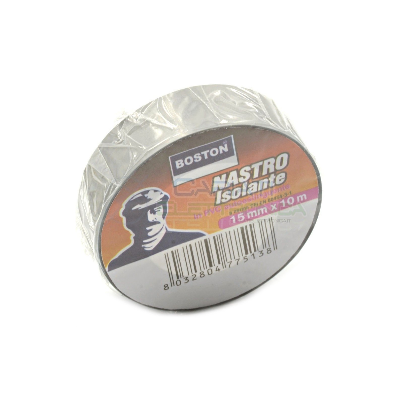 Nastro Isolante professionale BOSTON da 15mm x 10 metri 15x10 Grigio
