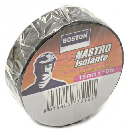 Nastro Isolante 15mm x 10 metri professionale BOSTON da 15x10 Nero Boston