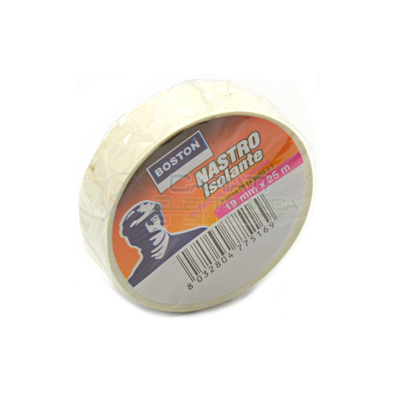 1 PEZZO Nastro Isolante professionale BOSTON da 19mm x 25 metri 19x25 Bianco