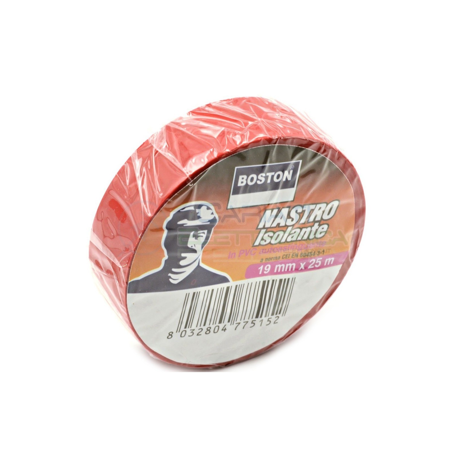 1 PEZZO Nastro Isolante professionale BOSTON da 19mm x 25 metri 19x25 Rosso