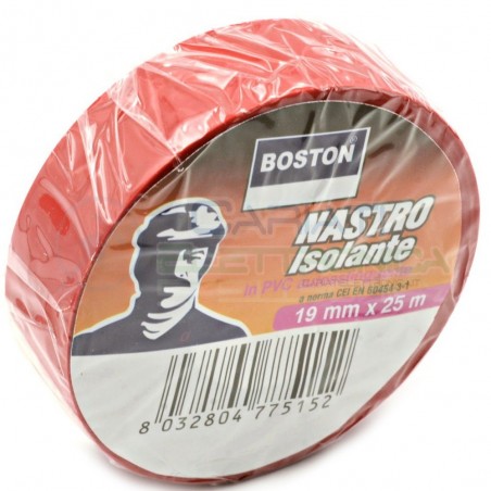 1 PEZZO Nastro Isolante professionale BOSTON da 19mm x 25 metri 19x25 Rosso