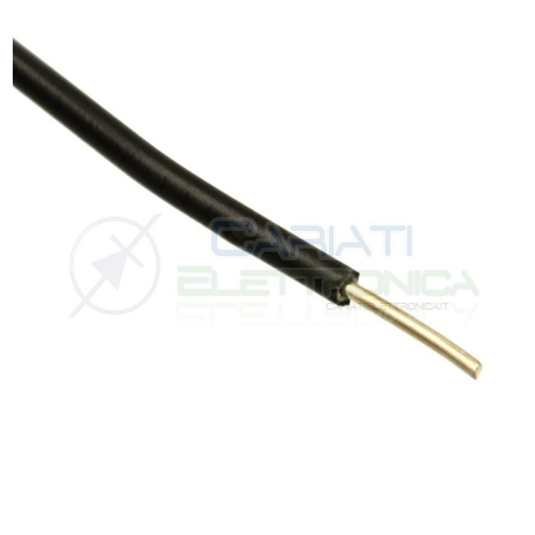 2 metri di Cavo filo singolo unifilate rigido AWG22 0.6mm con guaina Nera