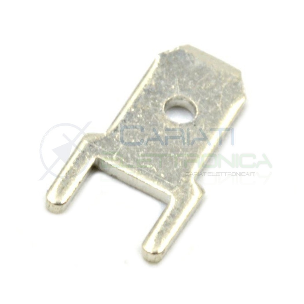 50 Pezzi Terminale piatto Faston 4,8mm Maschio per PCB 4,8x0,8mm THT ottone argentato Cariati Elettronica