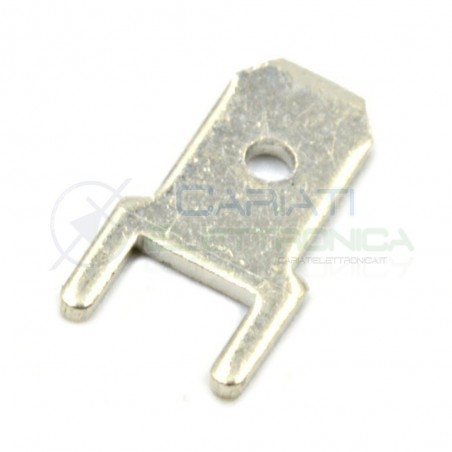 50 Pezzi Terminale piatto Faston 4,8mm Maschio per PCB 4,8x0,8mm THT ottone argentato Cariati Elettronica