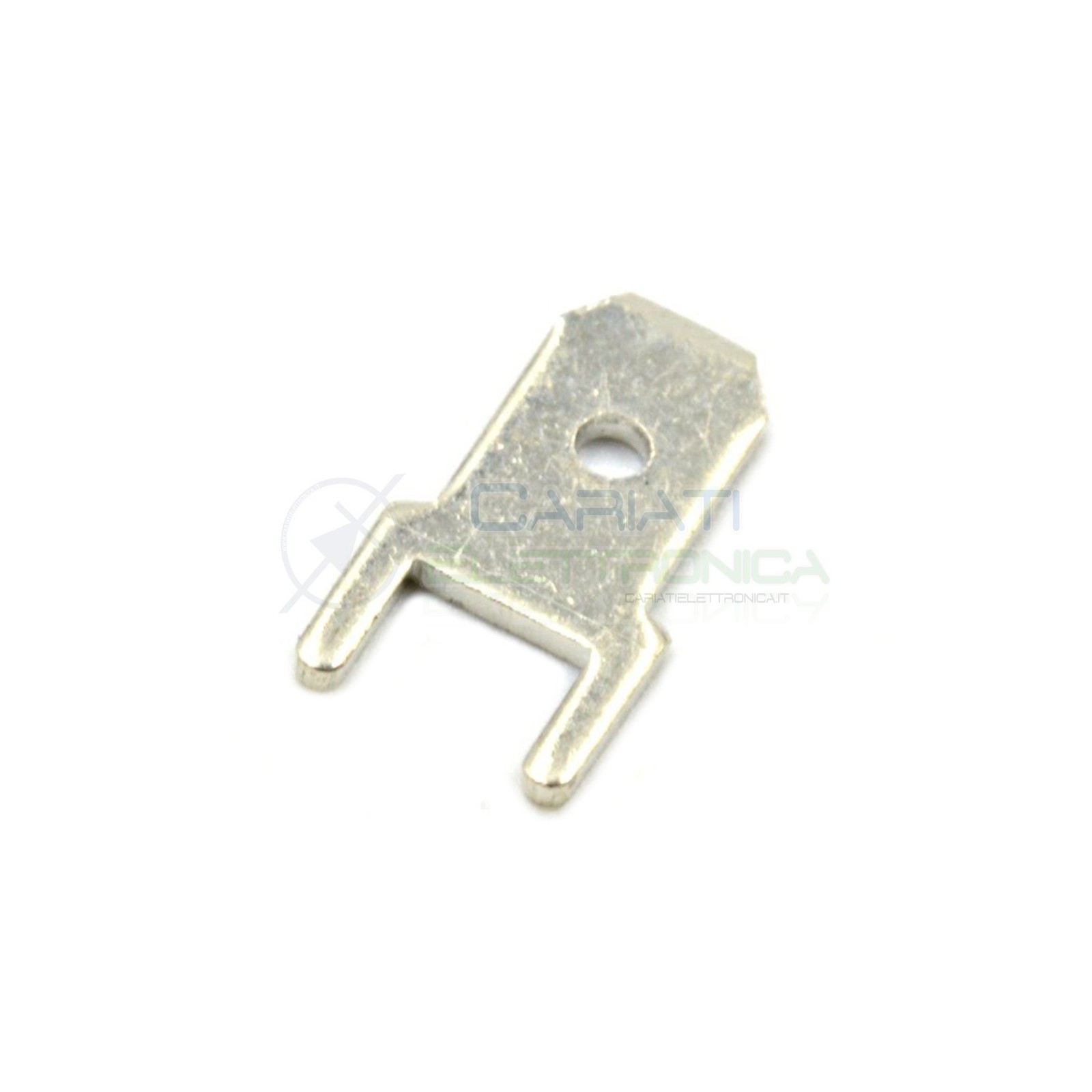 10 Pezzi Terminale piatto Faston 4,8mm Maschio per PCB 4,8x0,8mm THT ottone argentato Cariati Elettronica
