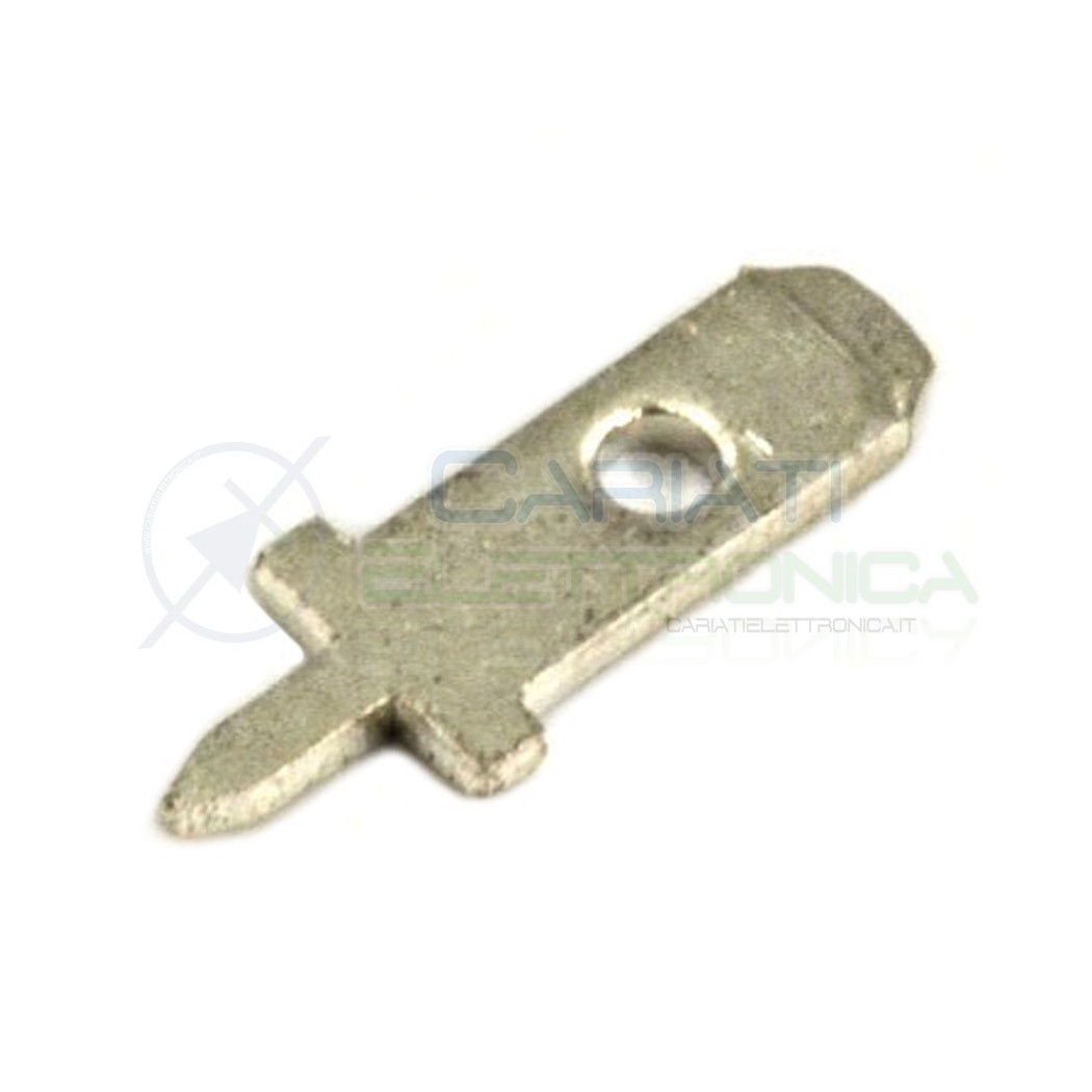 20 pezzi Terminale Piatto Faston 2,8mm Maschio per PCB da 2,8x0,8mm THT ottone argentato Cariati Elettronica