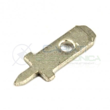 20 pezzi Terminale Piatto Faston 2,8mm Maschio per PCB da 2,8x0,8mm THT ottone argentato Cariati Elettronica