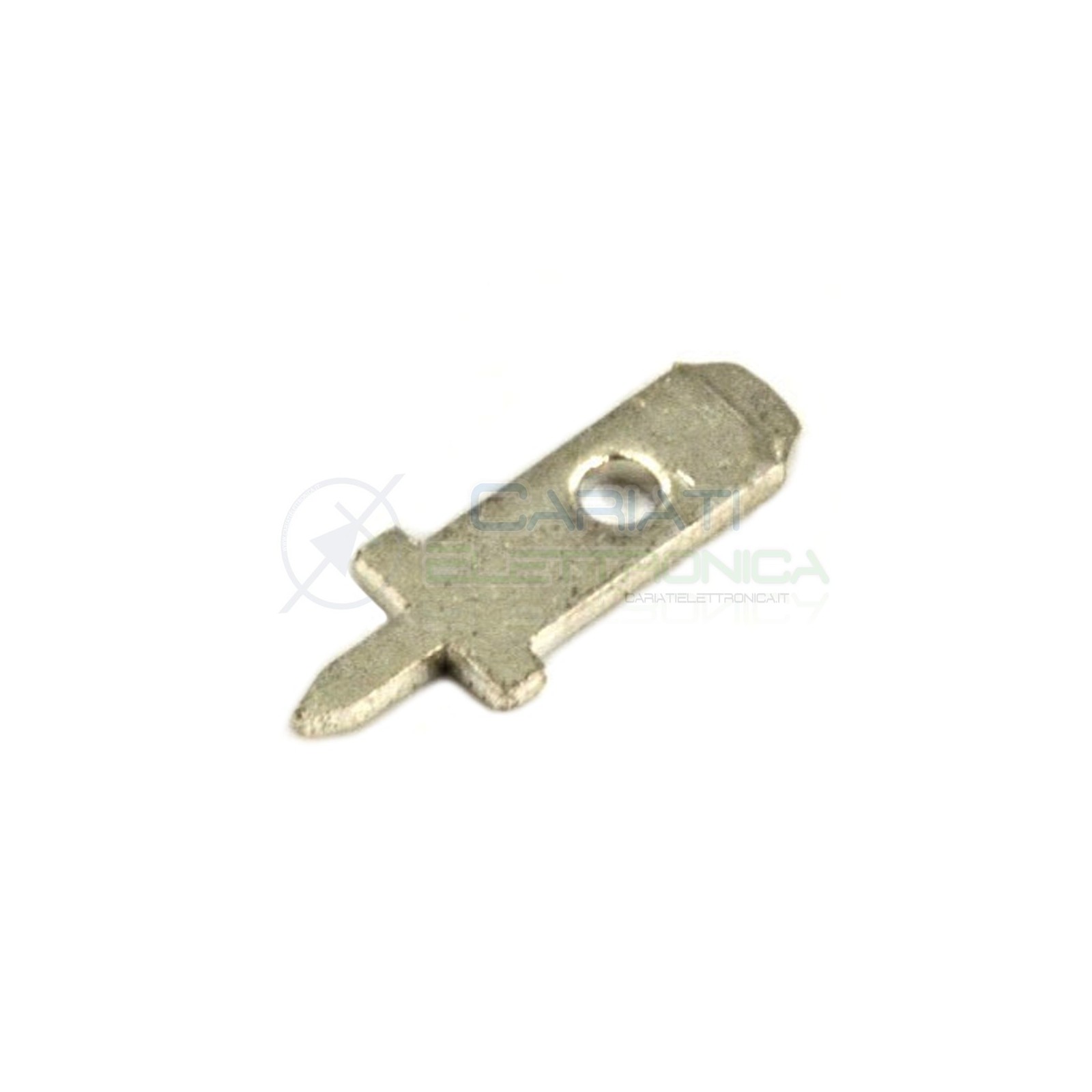100 pezzi Terminale piatto Faston 2,8mm Maschio per PCB 2,8x0,8mm THT ottone argentato Cariati Elettronica