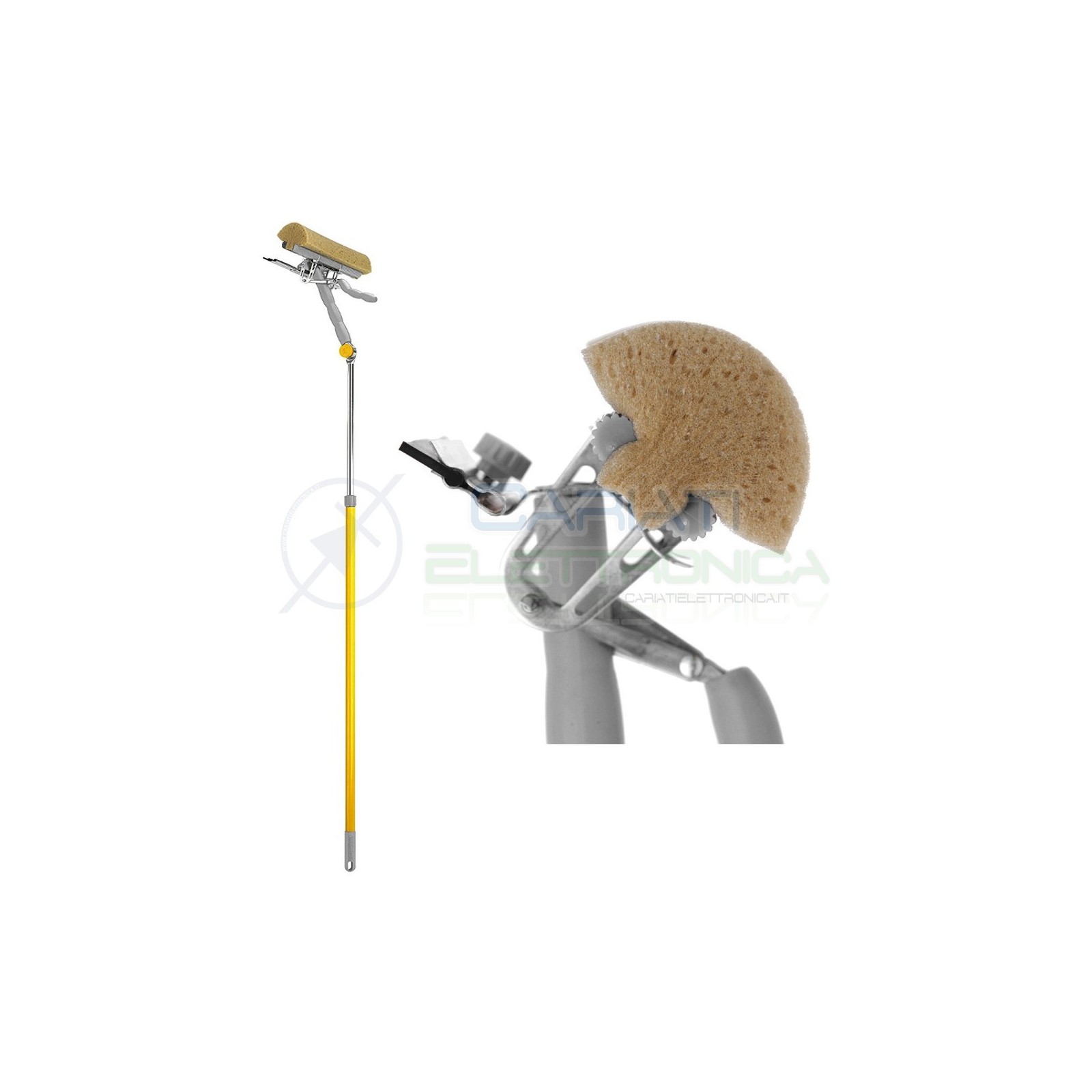 Squizzo Lavavetri Automatico Manico Allungabile e Pieghevole Spugna 25cm Apex