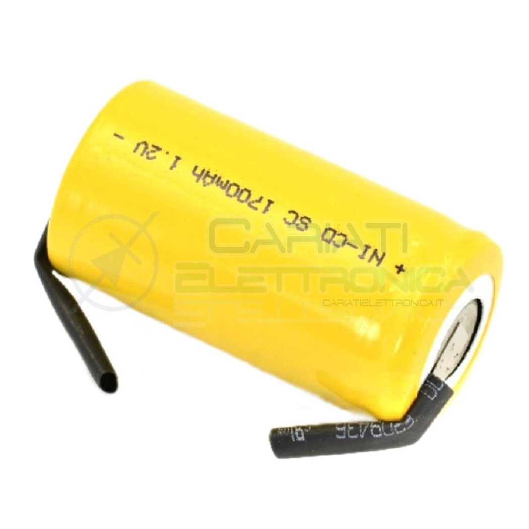 BATTERIA RICARICABILE NI-CD SC 1,2V 1700mAh 22x42mm con terminale A SALDAREMKC