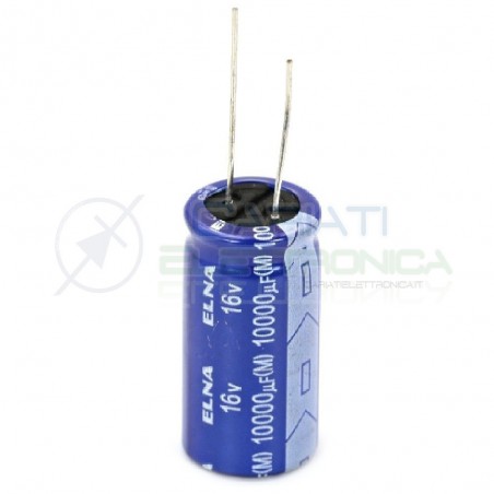 CONDENSATORE ELETTROLITICO ELNA 10000uF 10000 uF 16V 85°C 18x35 mm Passo 7,5mm