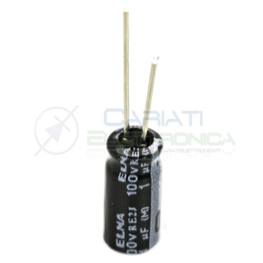 20 PEZZI CONDENSATORE ELETTROLITICO ELNA 1uF 1 uF 100V 105°C 5x11 mm Passo 2mm