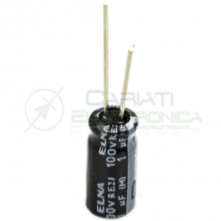 20 PEZZI CONDENSATORE ELETTROLITICO ELNA 1uF 1 uF 100V 105°C 5x11 mm Passo 2mm