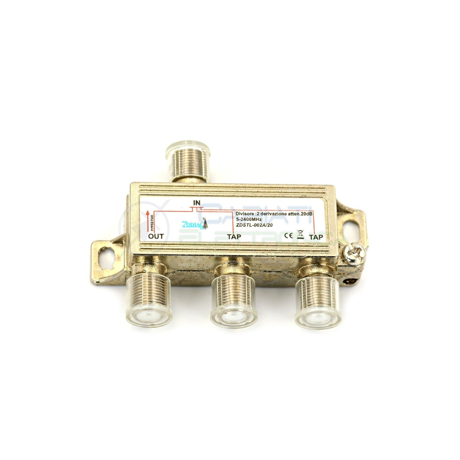 DERIVATORE PARTITORE A 2 VIE 5-2400Mhz CON CONNETTORI F ANTENNA CAVO COASSIALE