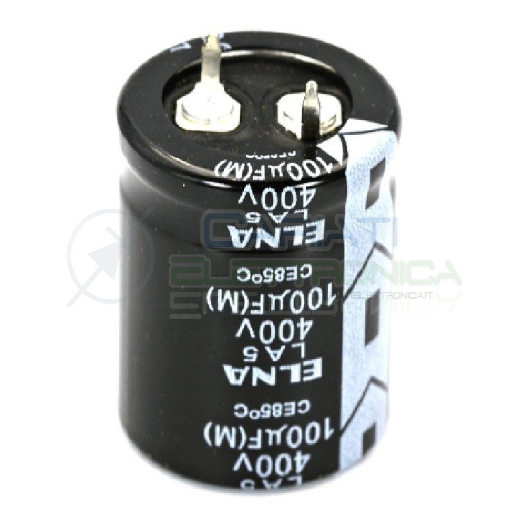 CONDENSATORE ELETTROLITICO ELNA 100uF 100 uF 400V 85°C 22x30 mm Passo 10mm