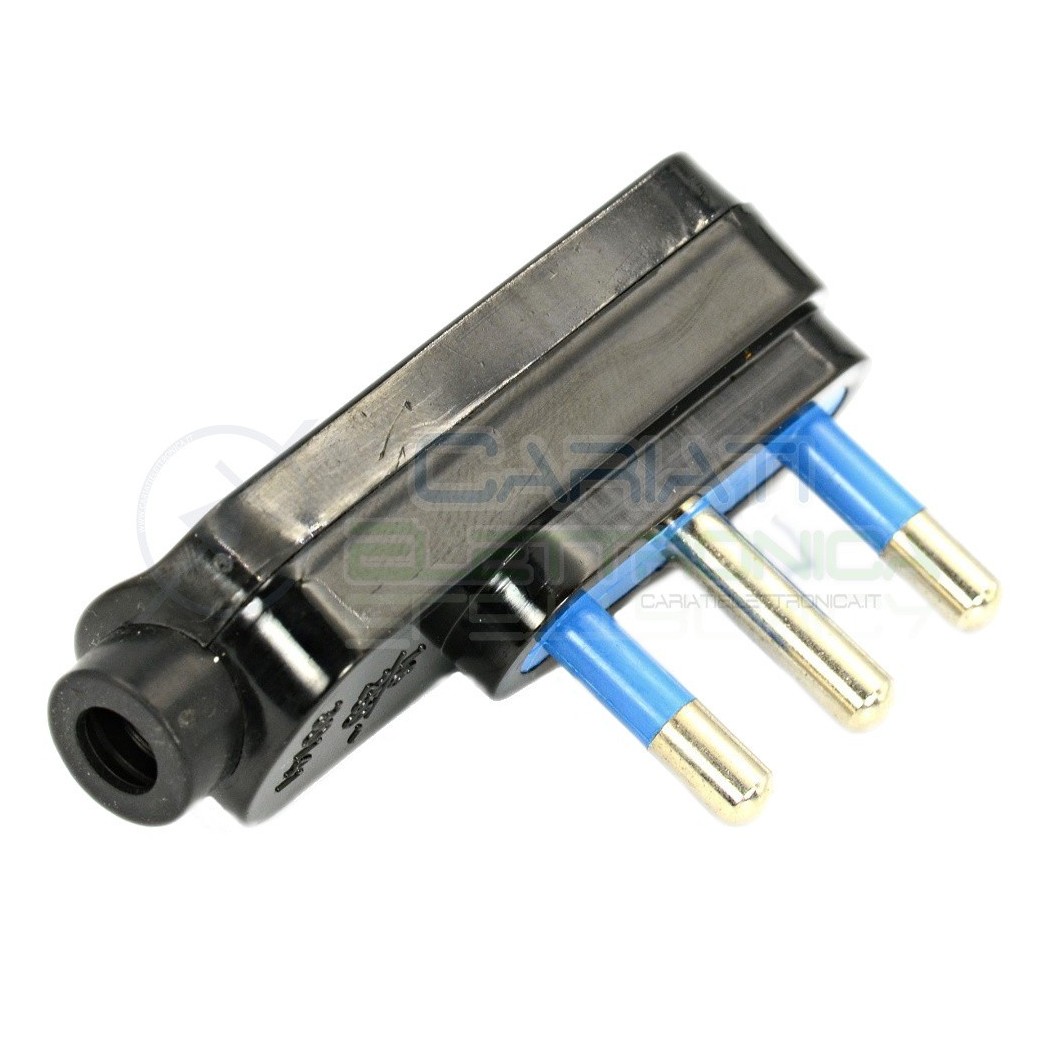 Spina elettrica volante 250Vac 3P 16A 90° gradi IMQ Nera