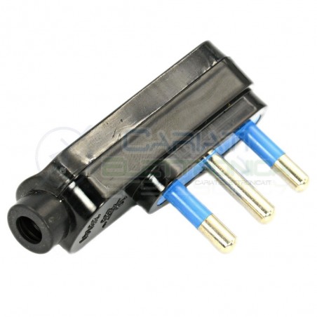 Spina elettrica volante 250Vac 3P 16A 90° gradi IMQ Nera
