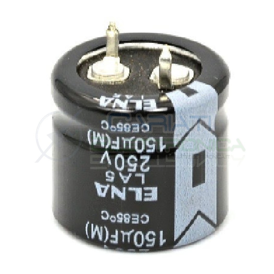 Condensatore elettrolitico SNAP IN 150 uF 250V 85° 22x20mm Passo 10mm Elna