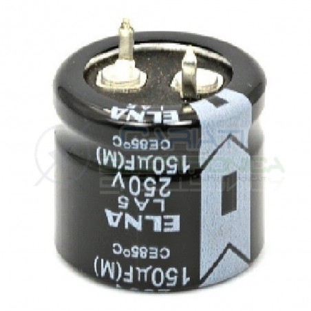 Condensatore elettrolitico SNAP IN 150 uF 250V 85° 22x20mm Passo 10mm Elna