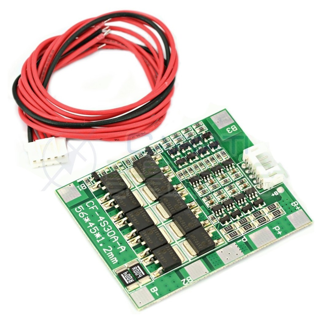 Circuito di protezione per 4 batterie 18650 Litio PCB battery 12,8/14,4V 30AGenerico