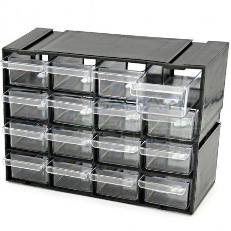 Cassettiera componibile per PORTA MINIATURE COMPONENTI ELETTRONICI 16 cassetti